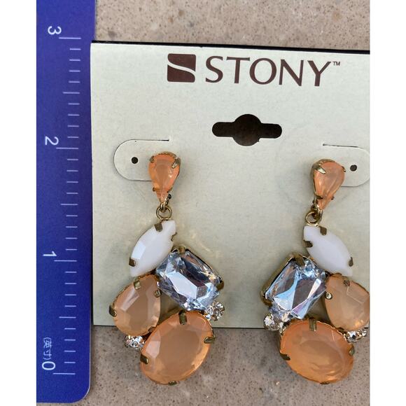 Earrings Peach and White - Picture 4 of 6